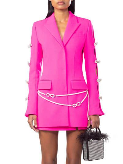 Shop Mach & Mach Women's Crystal & Faux Pearl-embellished Blazer Minidress In Dark Pink