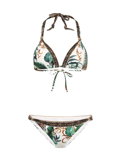 Shop Camilla Women's Ball Leaf-print Knotted Bikini Set In Tiger Trap