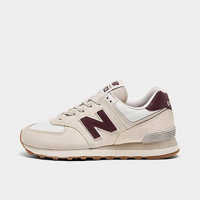Shop New Balance Women's 574 Casual Shoes In Moonbeam/ Burgundy