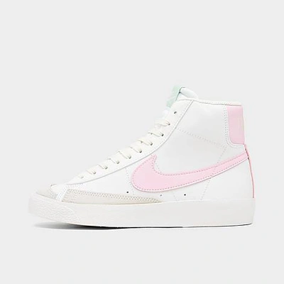 Shop Nike Girls' Big Kids' Blazer Mid '77 Casual Shoes In Summit White/pink Foam/coconut Milk