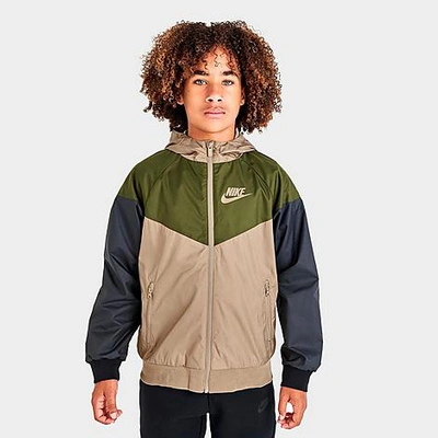 Nike Kids Brown Windrunner Jacket In Khaki/rough Green/black/khaki |  ModeSens