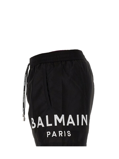 Shop Balmain Boxer Swimsuit In Black