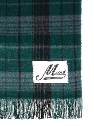 Shop Marni Scarf With Check Pattern In Green