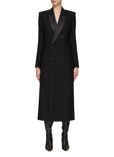 Shop Saint Laurent Double Breasted Wool Coat In Black