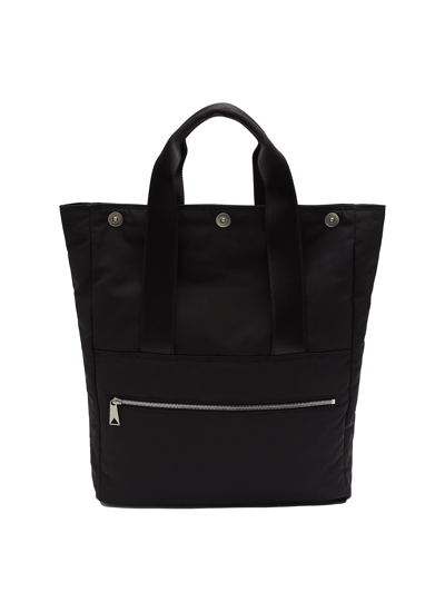 Shop Bottega Veneta Logo Jacquard Strap Snap Button Closure Tote Bag In Black
