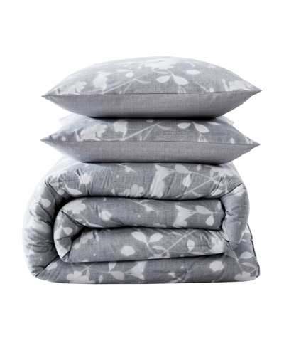 Shop Kenneth Cole New York Closeout!  Shadow Floral 3 Piece King Duvet Cover Set In Gray