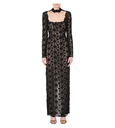 Shop Tom Ford Backless Floral-lace Gown In T9000