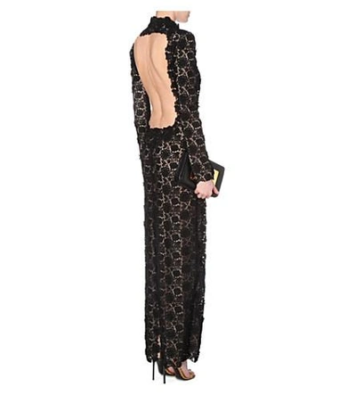 Shop Tom Ford Backless Floral-lace Gown In T9000