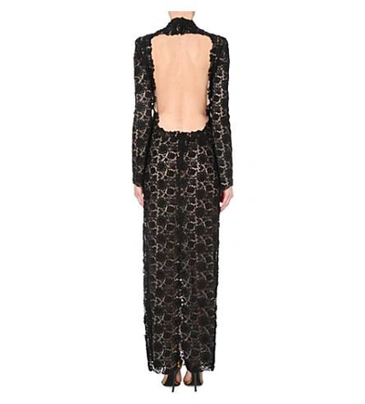 Shop Tom Ford Backless Floral-lace Gown In T9000