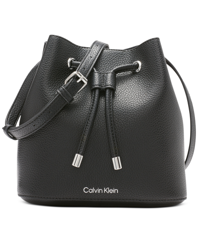 Shop Calvin Klein Gabrianna Mini Bucket Bag In Black/silver