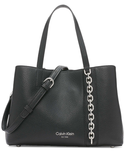 Shop Calvin Klein Adeline Satchel In Black/silver