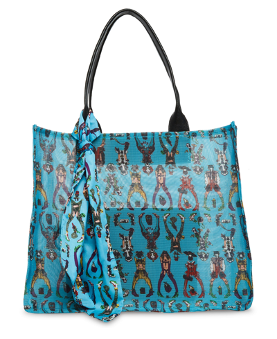 Shop Betsey Johnson Women's Get Meshy Tote Bag In Blue