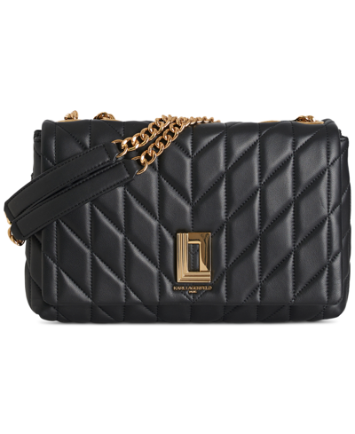Shop Karl Lagerfeld Lafayette Shoulder Bag In Black/gold
