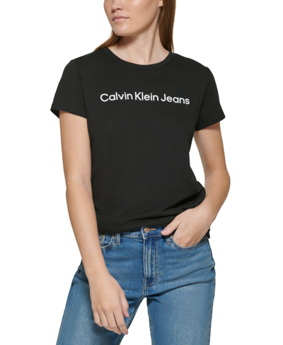 Shop Calvin Klein Jeans Est.1978 Foil Logo T-shirt In Black
