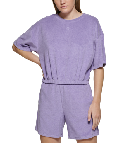 Shop Calvin Klein Jeans Est.1978 Short-sleeve Sweatshirt In Chalk Violet