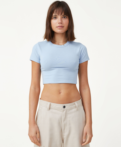 Shop Cotton On Women's Micro Crop T-shirt In Seaside Blue