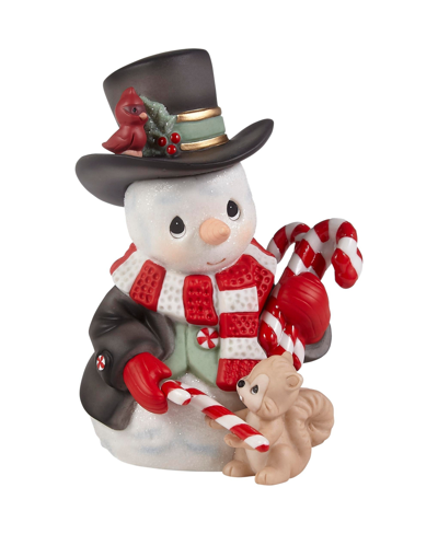 Shop Precious Moments 221015 Wishing You A Sweet Season Annual Snowman Bisque Porcelain Figurine In Multicolor