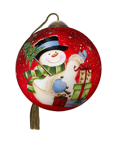 Shop Precious Moments Ne'qwa Art 7221113 Snowman Celebration Hand-painted Blown Glass Ornament In Multicolor