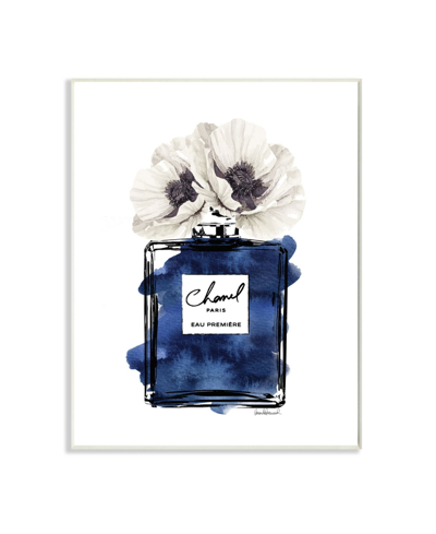 Shop Stupell Industries Deep Blue Fashion Fragrance Bottle Glam Florals Art, 13" X 19" In Multi-color