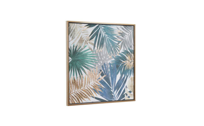 Rosemary Lane Canvas Coastal Leaves Framed Wall Art, 32" X 1" X 32" In Blue