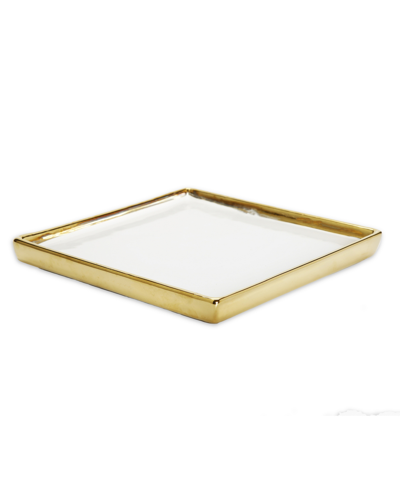 Shop Vivience Square Tray In White/gold-tone
