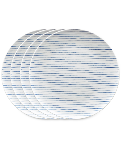 Noritake Hammock Stripes Coupe Dinner Plates, Set Of 4 In Blue