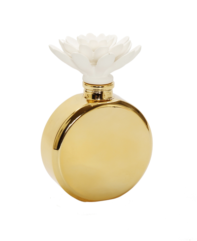 Vivience Iris Rose Bottle Diffuser With Flower In Gold-tone