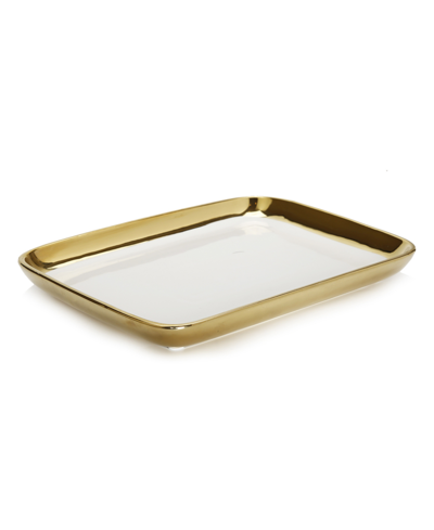 Shop Vivience Oblong Tray In White/gold-tone