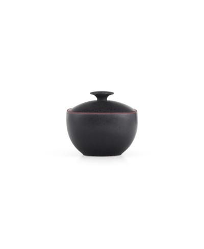 Nambe Taos Lidded Stoneware Sugar Bowl In Black