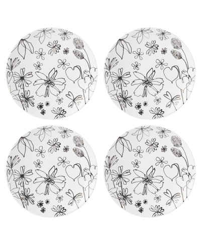 Shop Kate Spade New York Garden Doodle 4 Piece Accent Plate Set In White