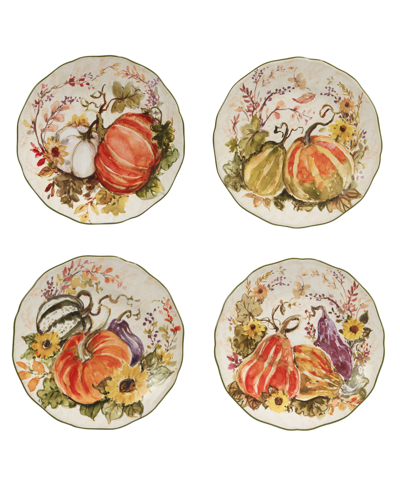 Certified International Harvest Morning Set Of 4 Dessert Plates In Orange
