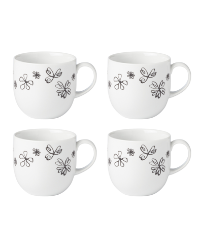 Shop Kate Spade New York Garden Doodle 4 Piece Mugs Set In White