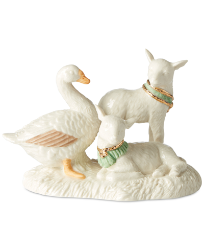 Shop Lenox First Blessing Lambs & Goose Figurine In Ivory