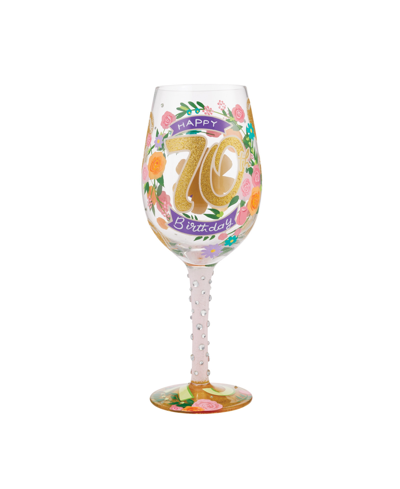 Shop Enesco Lolita Happy 70th Birthday Wine Glass, 15 oz In Multi