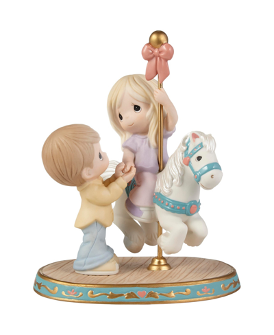 Shop Precious Moments 221019 Your Love Makes My World Go Round Bisque Porcelain, Metal Figurine In Multicolor