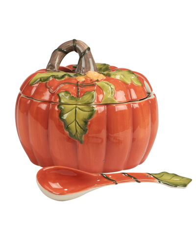 Certified International Harvest Morning Pumpkin Tureen With Ladle In Orange