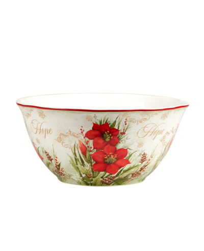 Shop Certified International Winter's Medley Deep Bowl In Red And White