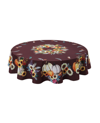 Shop Laural Home Fall Feathers 70" Round Tablecloth In Burgundy