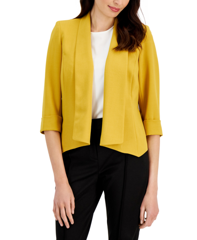 Kasper Plus Womens Suit Separate Office Wear Open-front Blazer In Marigold  | ModeSens
