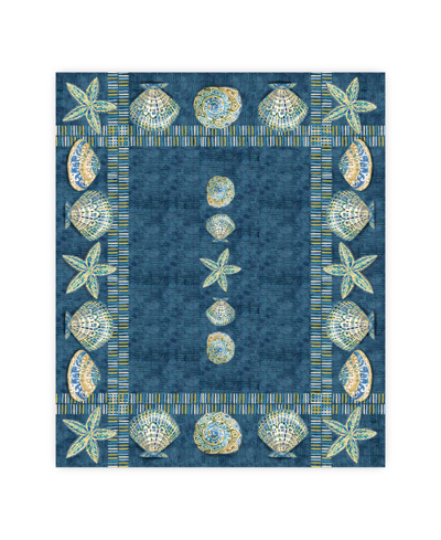 Shop Laural Home Embellished Shells Tablecloth, 70" X 84" In Blue