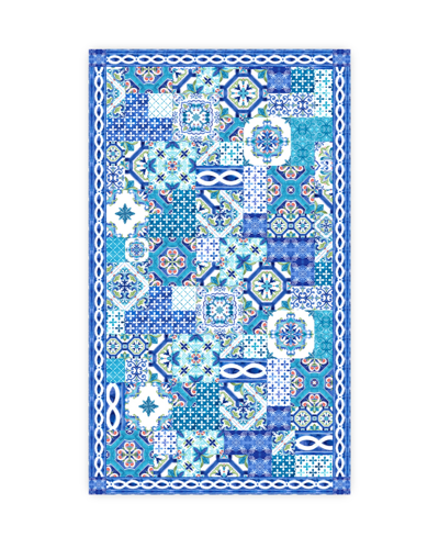 Shop Laural Home Callisto Tiles Tablecloth, 70" X 120" In Blue