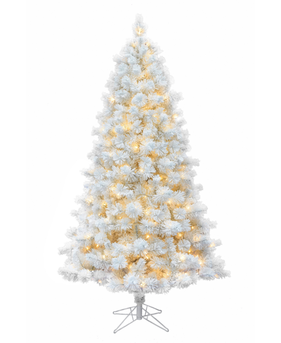 Shop Perfect Holiday Pre-lit White Snow Flocked Castle Pine Christmas Tree Instant Connect, 5"