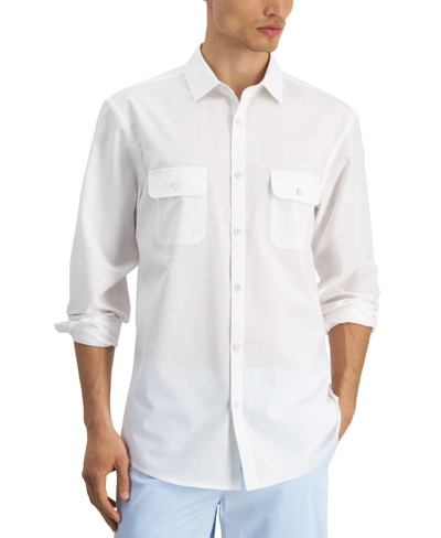 Shop Alfani Men's Regular-fit Solid Shirt, Created For Macy's In Bright White
