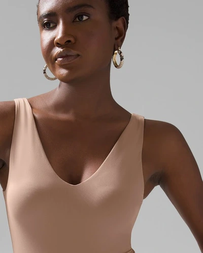 White House Black Market Shaping Dual Neck Tank In Desert Tan