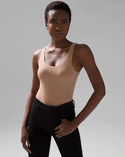 White House Black Market Shaping Dual Neck Tank In Desert Tan