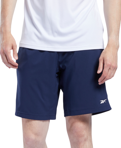 Shop Reebok Men's Regular-fit Moisture-wicking 9" Woven Drawstring Shorts In Navy