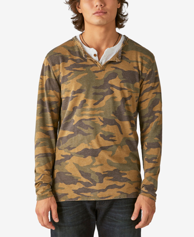 Shop Lucky Brand Men's Venice Burnout Long Sleeve T-shirt In Camo Army Colors