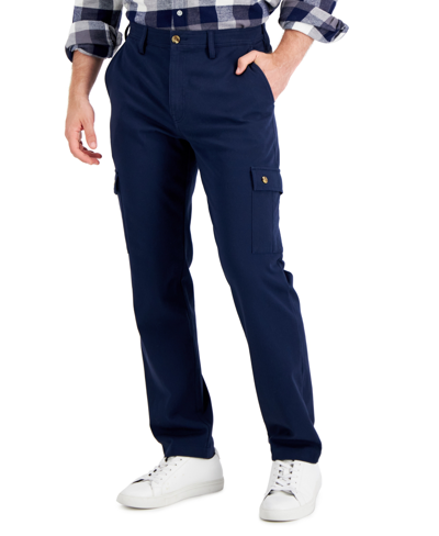 Shop Club Room Men's Regular-fit Stretch Cargo Pants, Created For Macy's In Navy Blue