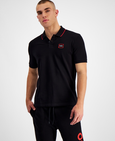 Shop Hugo Boss Men's Demlock Regular-fit Tipped Logo Polo Shirt In Black