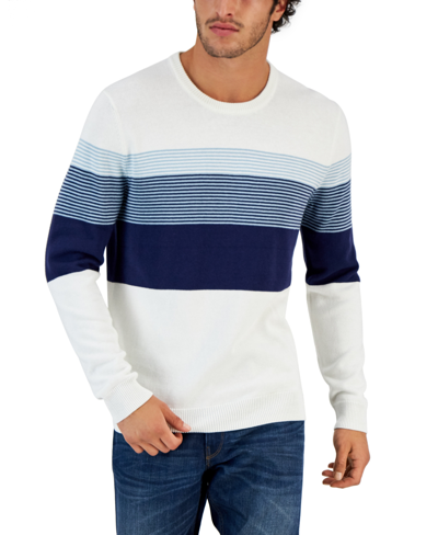 Shop Club Room Men's Striped Sweater, Created For Macy's In Winter Ivory